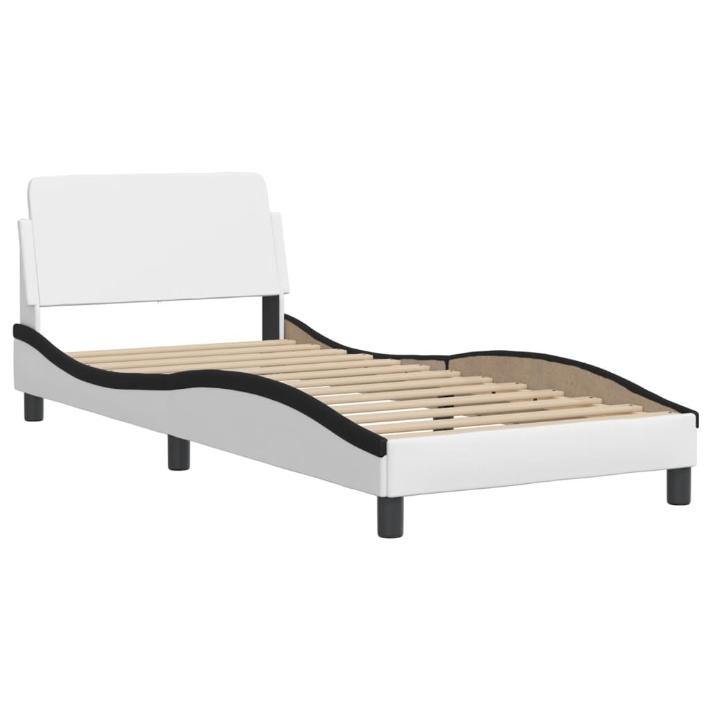 vidaXL Bedframe met hoofdbord kunstleer wit en zwart 80x200 cm