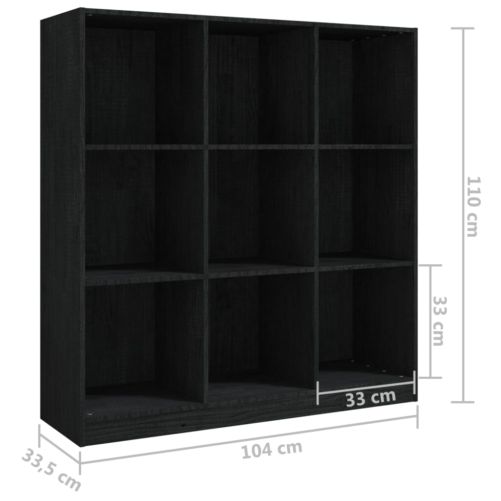 vidaXL Boekenkast/kamerscherm 104x33,5x110 cm massief grenenhout zwart