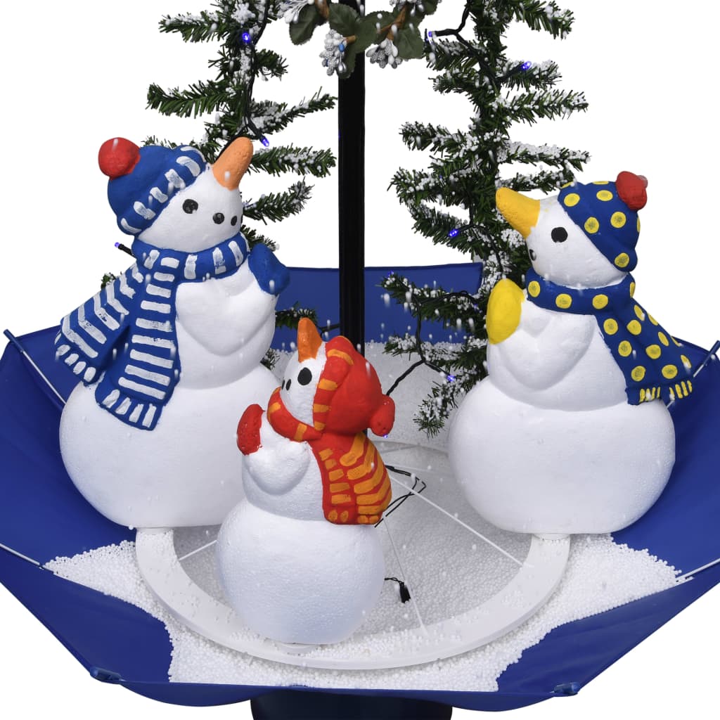 vidaXL Kerstboom sneeuwend met paraplubasis 75 cm PVC blauw