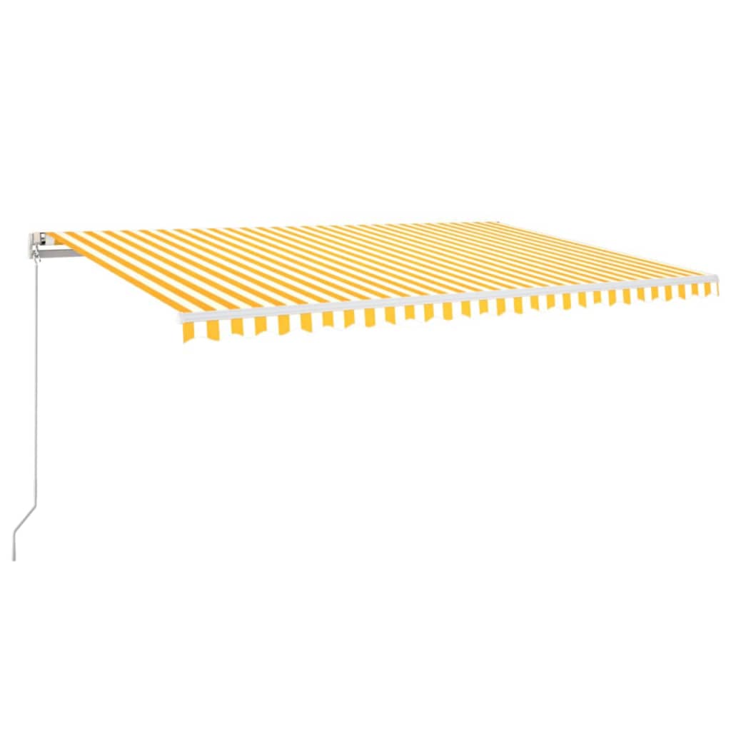 vidaXL Luifel automatisch met LED en windsensor 500x300 cm geel en wit
