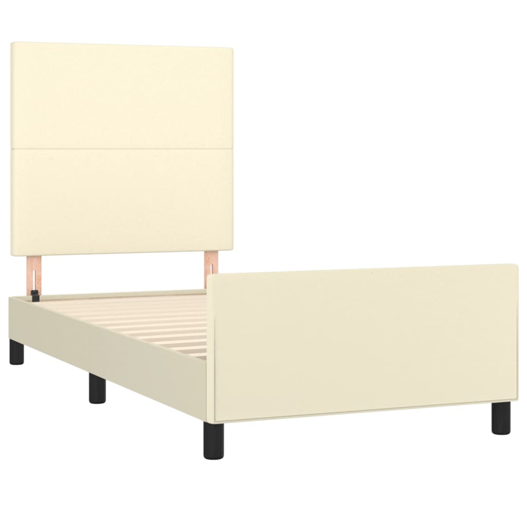 vidaXL Bedframe met hoofdbord kunstleer crèmekleurig 90x190 cm