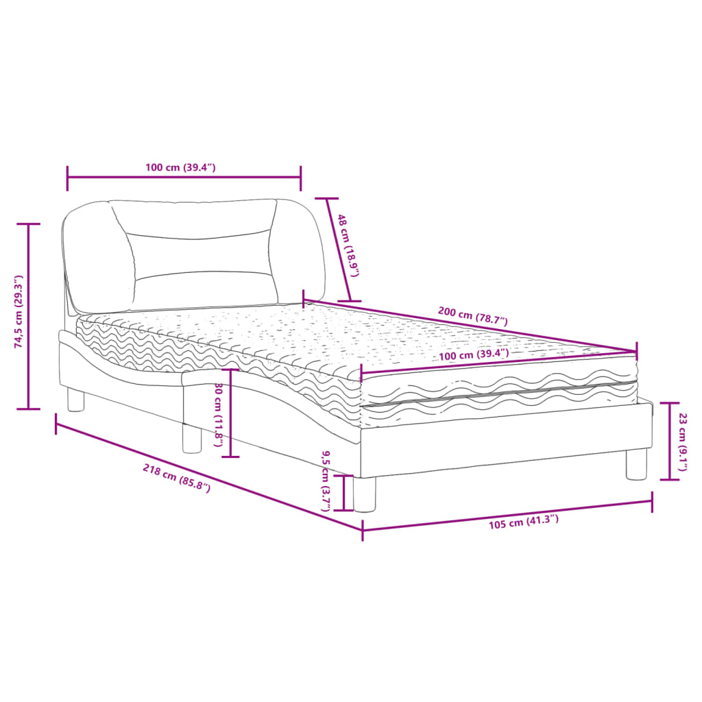 vidaXL Bed met matras kunstleer bruin 100x200 cm