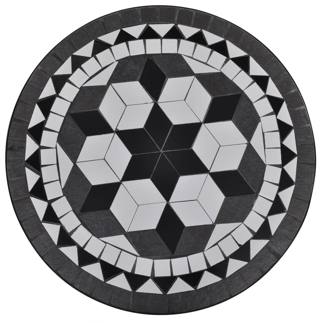vidaXL Bistrotafel 60 cm mozaïek zwart en wit
