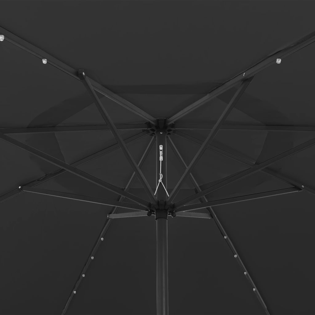 vidaXL Parasol met LED-verlichting en metalen paal 400 cm zwart