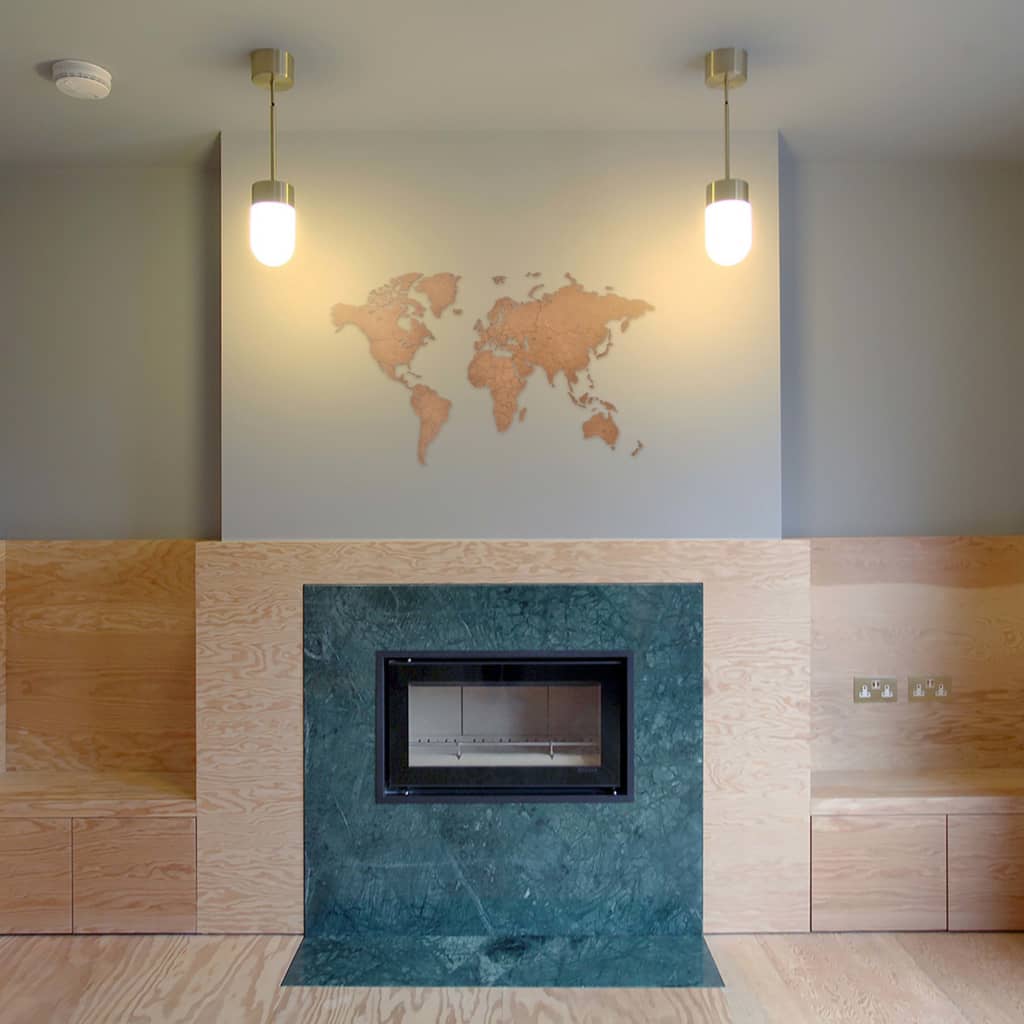 MiMi Innovations Wereldkaart muurdecoratie Luxury 90x54 cm hout bruin