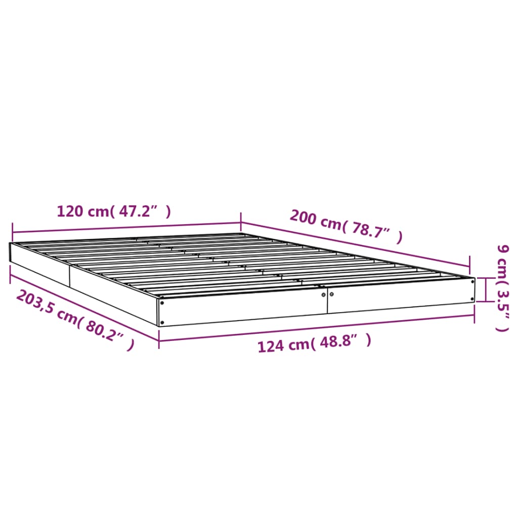 vidaXL Bedframe massief grenenhout honingbruin 120x200 cm