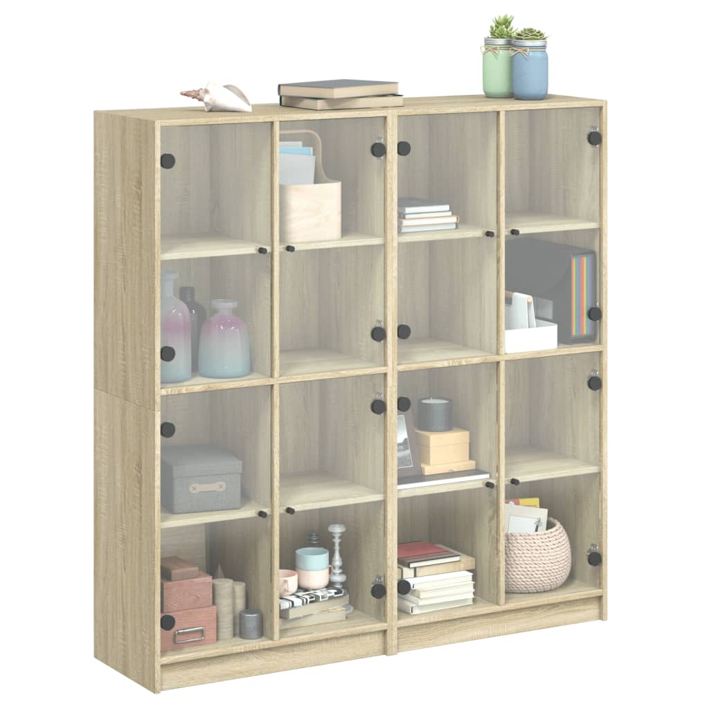 vidaXL Boekenkast met deuren 136x37x142 cm hout sonoma eikenkleurig