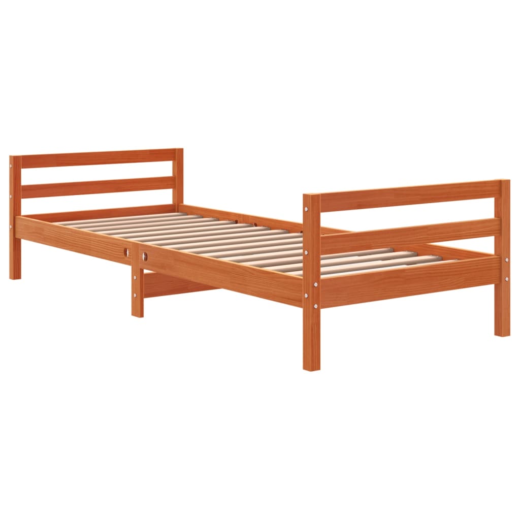 vidaXL Bedframe massief grenenhout wasbruin 90x190 cm