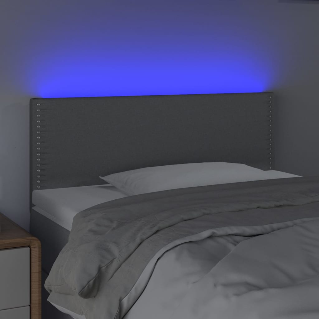 vidaXL Hoofdbord LED 100x5x78/88 cm stof lichtgrijs