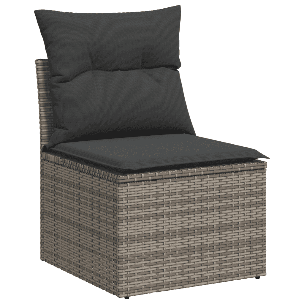 vidaXL 12-delige Loungeset met kussens poly rattan grijs