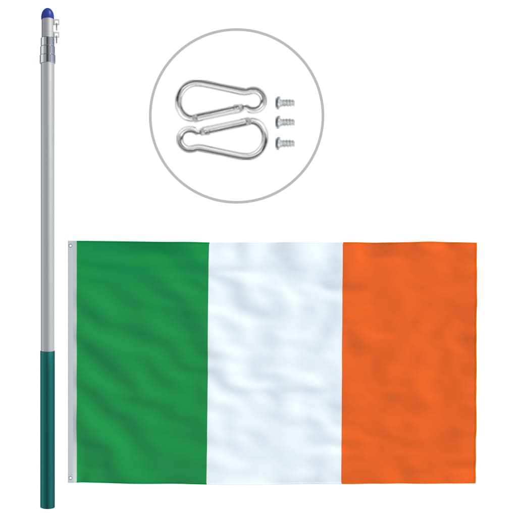 vidaXL Vlag met vlaggenmast Ierland 6 m aluminium
