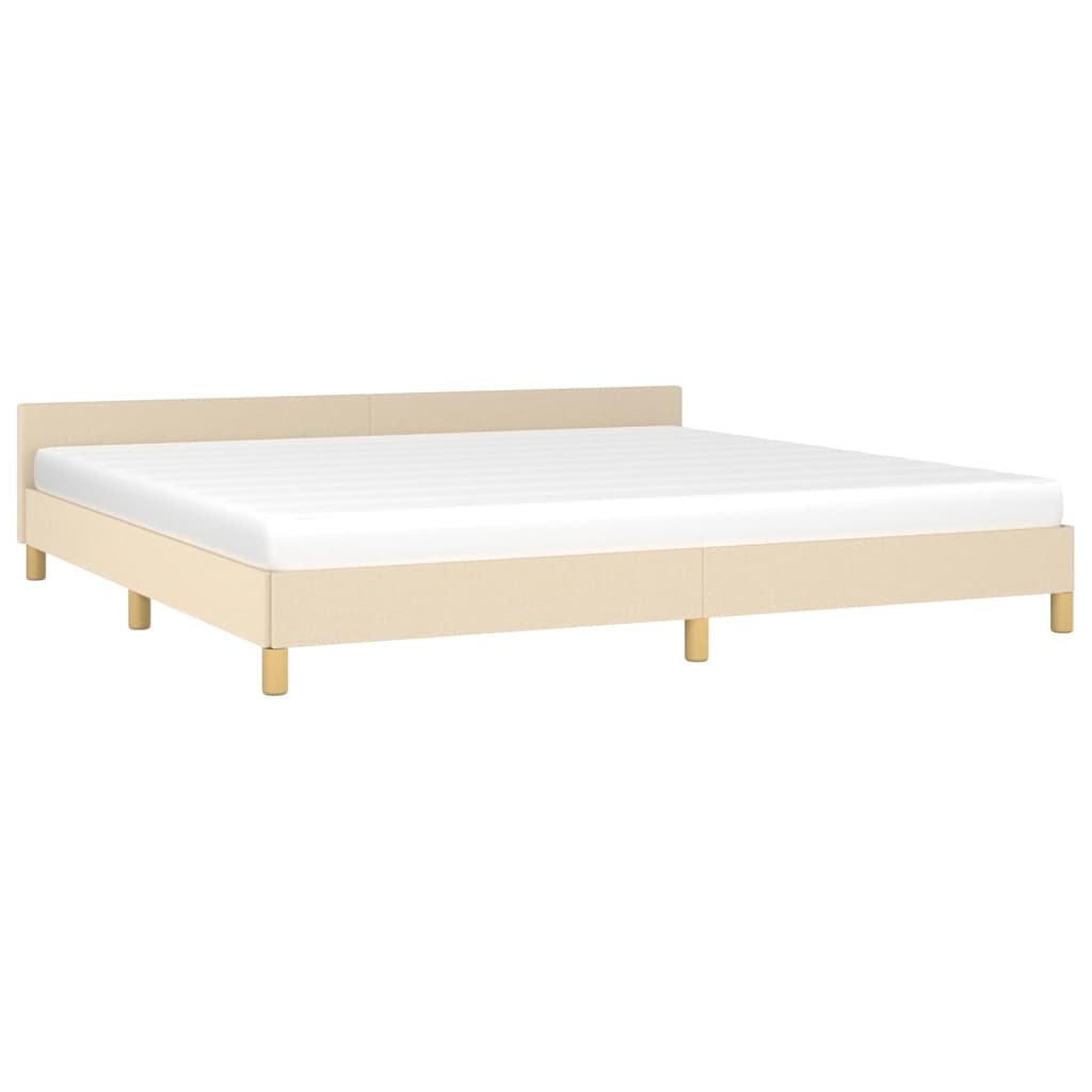 vidaXL Bedframe met hoofdeinde stof crèmekleurig 200x200 cm