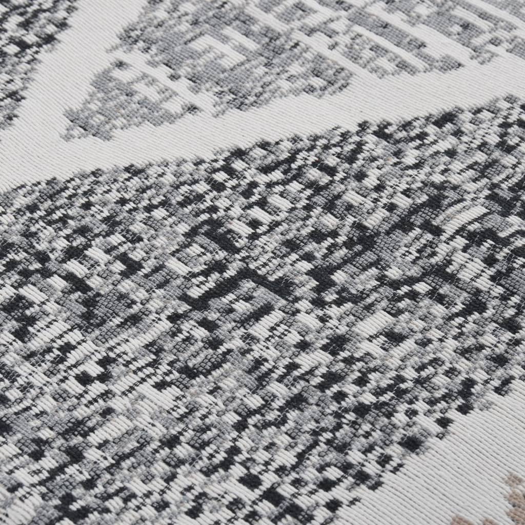 vidaXL Vloerkleed 100x300 cm katoen zwart en grijs