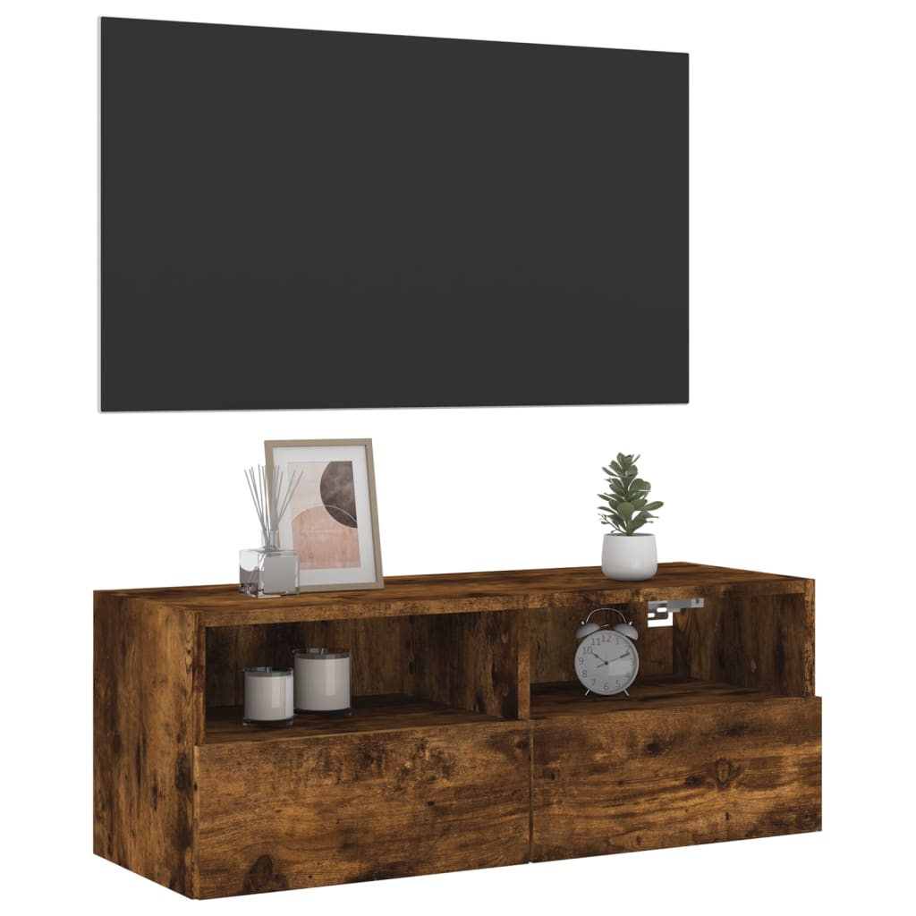 vidaXL Tv-wandmeubel 80x30x30 cm bewerkt hout gerookt eikenkleurig