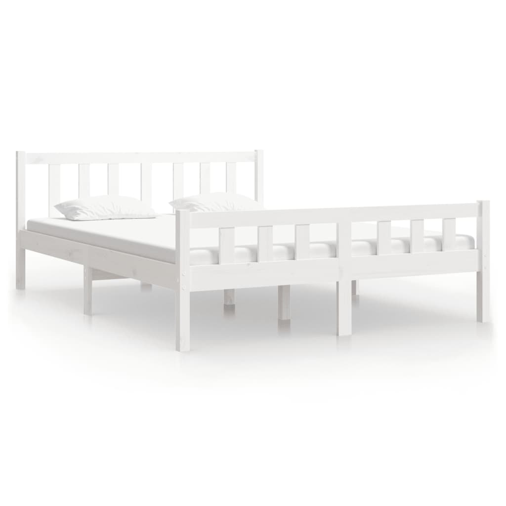 vidaXL Bedframe massief hout wit 135x190 cm