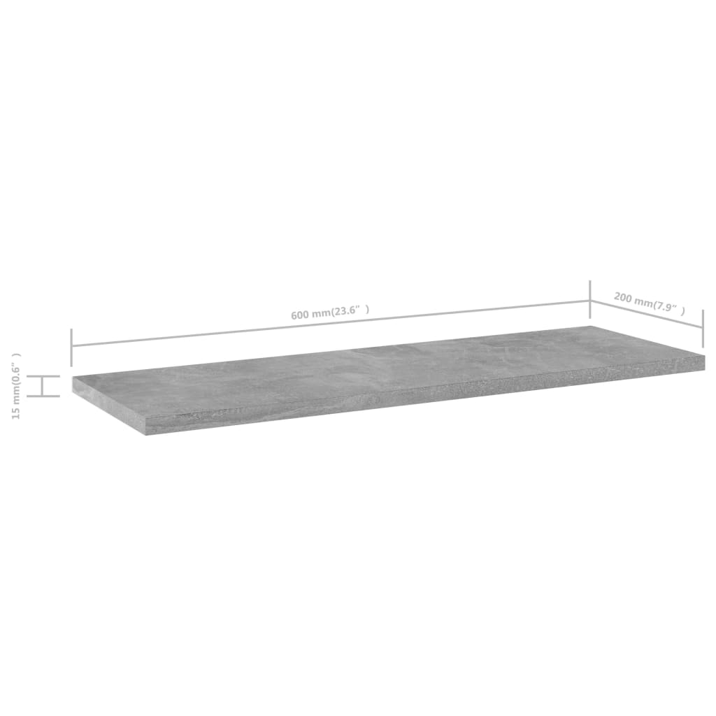 vidaXL Wandschappen 4 st 60x20x1,5 cm spaanplaat betongrijs