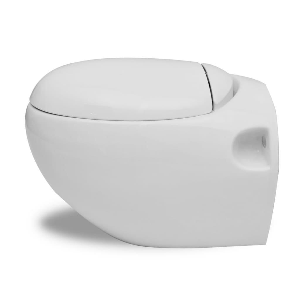 vidaXL Hangend ei-design toilet met ingebouwde stortbak wit