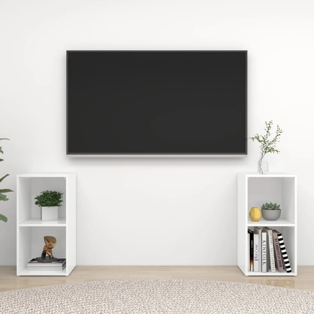 vidaXL Tv-meubelen 2 st 72x35x36,5 cm bewerkt houthoogglans wit