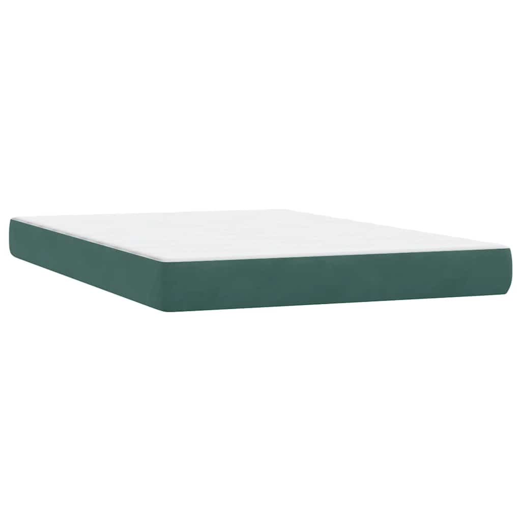 vidaXL Boxspring met matras fluweel donkergroen 140x210 cm