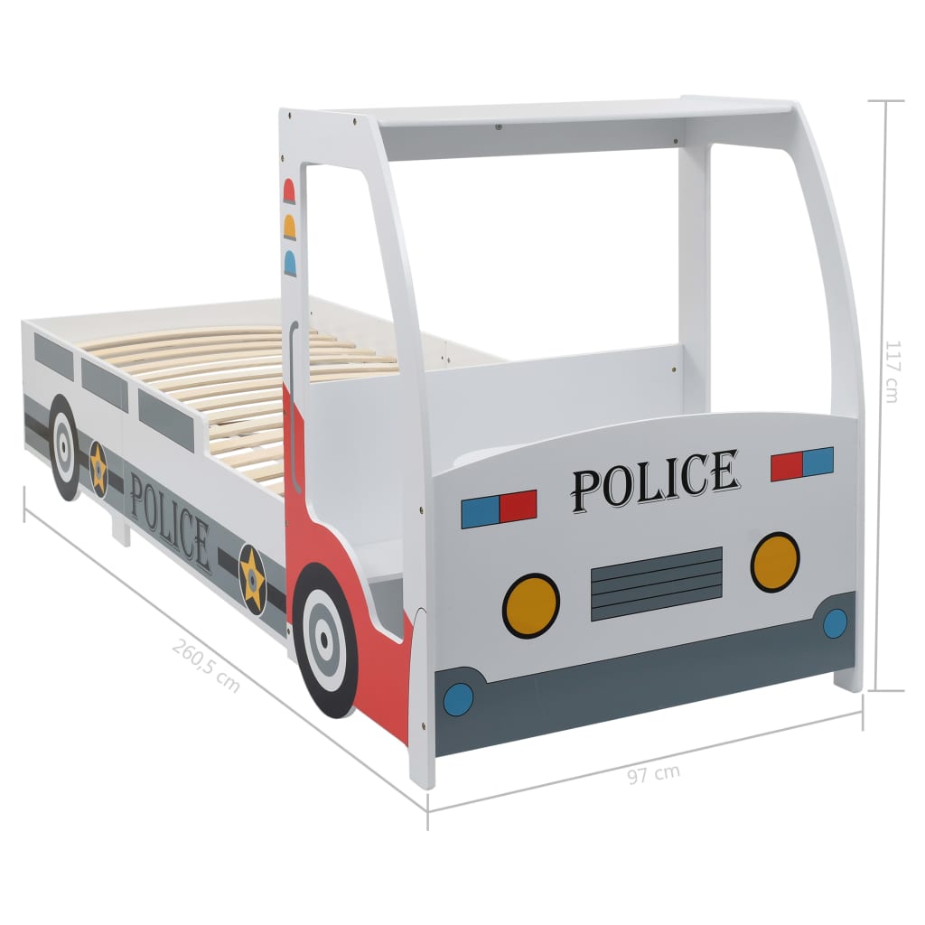 vidaXL Kinderbed politieauto met 7 Zone H2 H3 matras 90x200 cm
