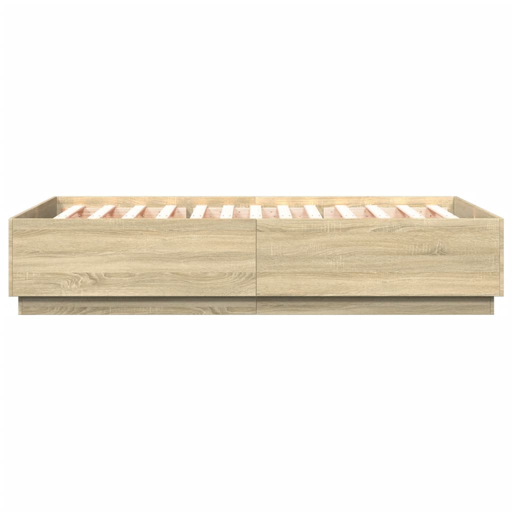 vidaXL Bedframe bewerkt hout sonoma eikenkleurig 150x200 cm