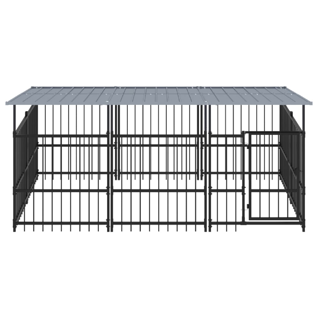 vidaXL Hondenkennel met dak 5,63 m² staal