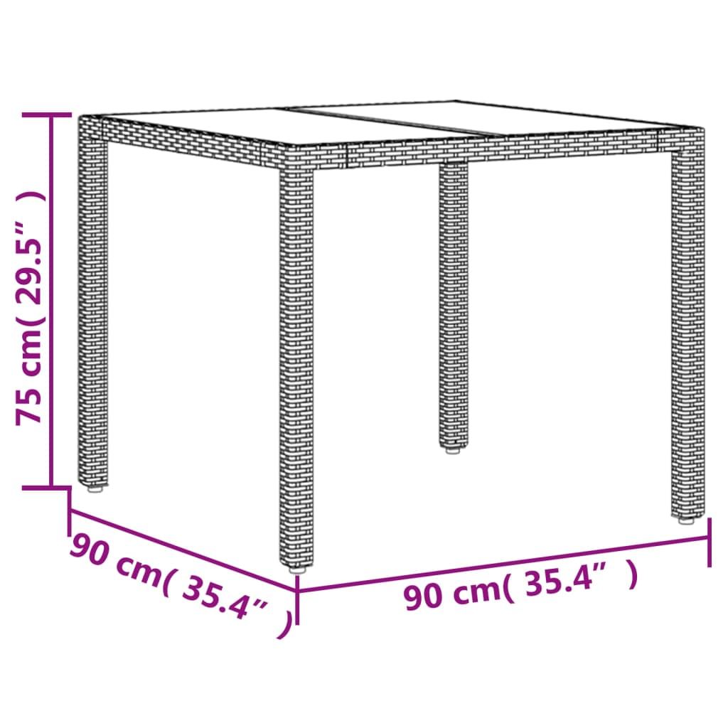 vidaXL Tuintafel 90x90x75 cm poly rattan grijs