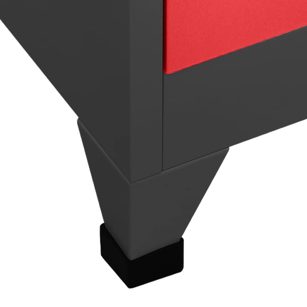 vidaXL Lockerkast 90x45x180 cm staal antracietkleurig en rood
