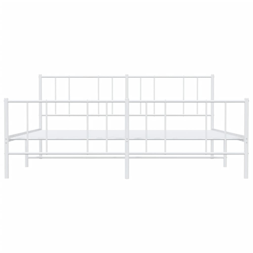 vidaXL Bedframe met hoofd- en voeteneinde metaal wit 200x200 cm