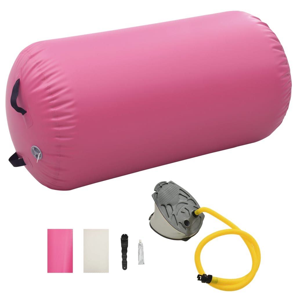vidaXL Gymnastiekrol met pomp opblaasbaar 120x90 cm PVC roze