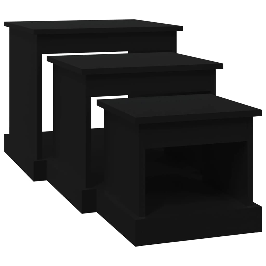 vidaXL 3-delige Salontafelset bewerkt hout zwart