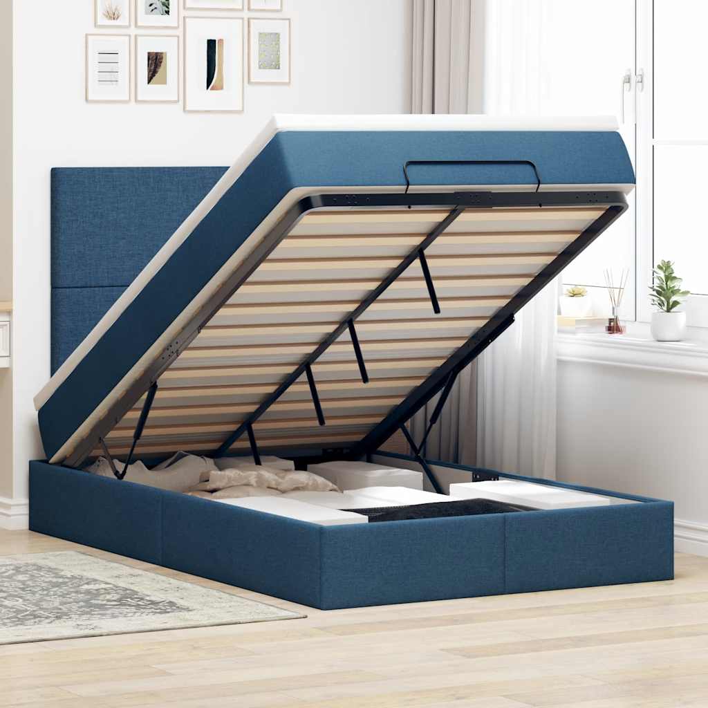 vidaXL Ottoman bed met matras 120x190 cm stof blauw online kopen ...