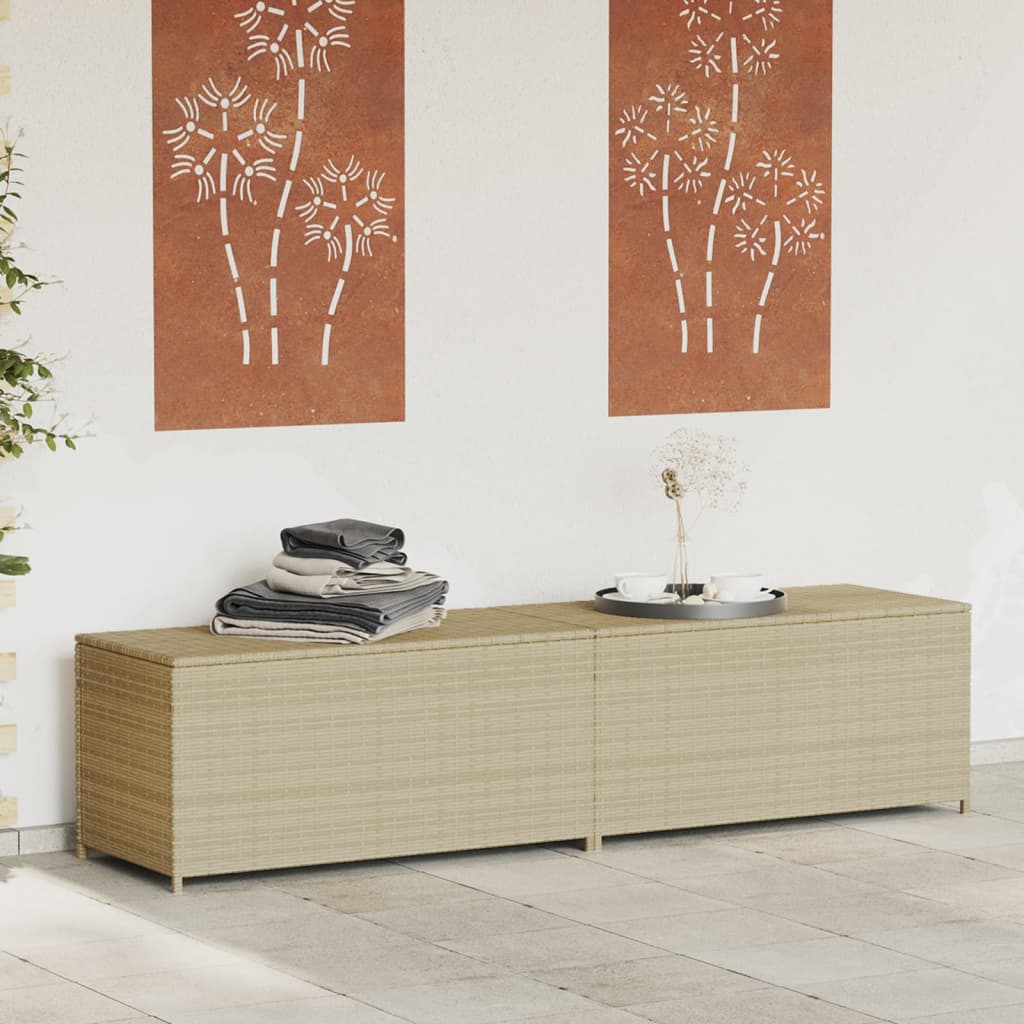 vidaXL Tuinbox met wielen 469 L poly rattan gemengd beige