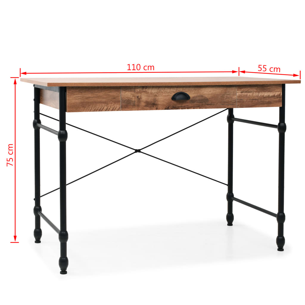 vidaXL Schrijftafel met lade 110x55x75 cm eikenkleur
