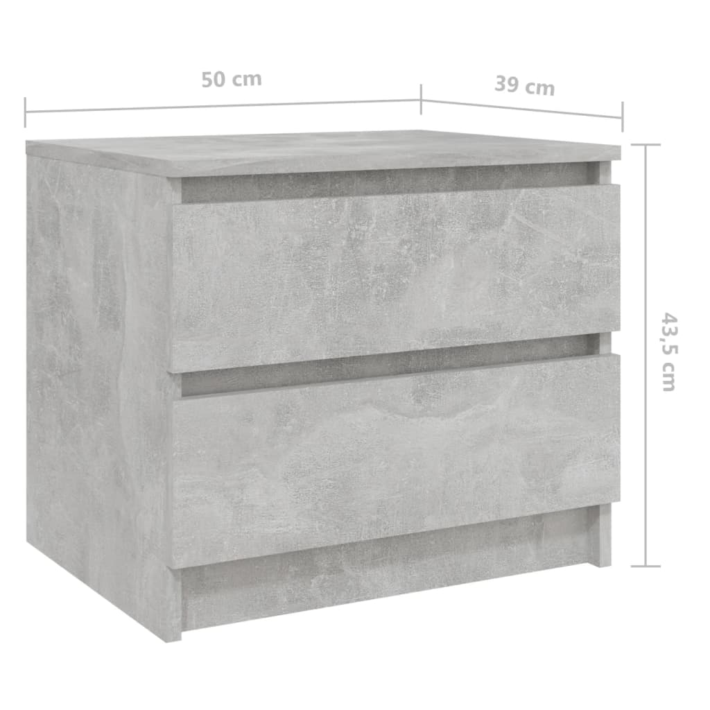 vidaXL Nachtkastje 50x39x43,5 cm spaanplaat betongrijs