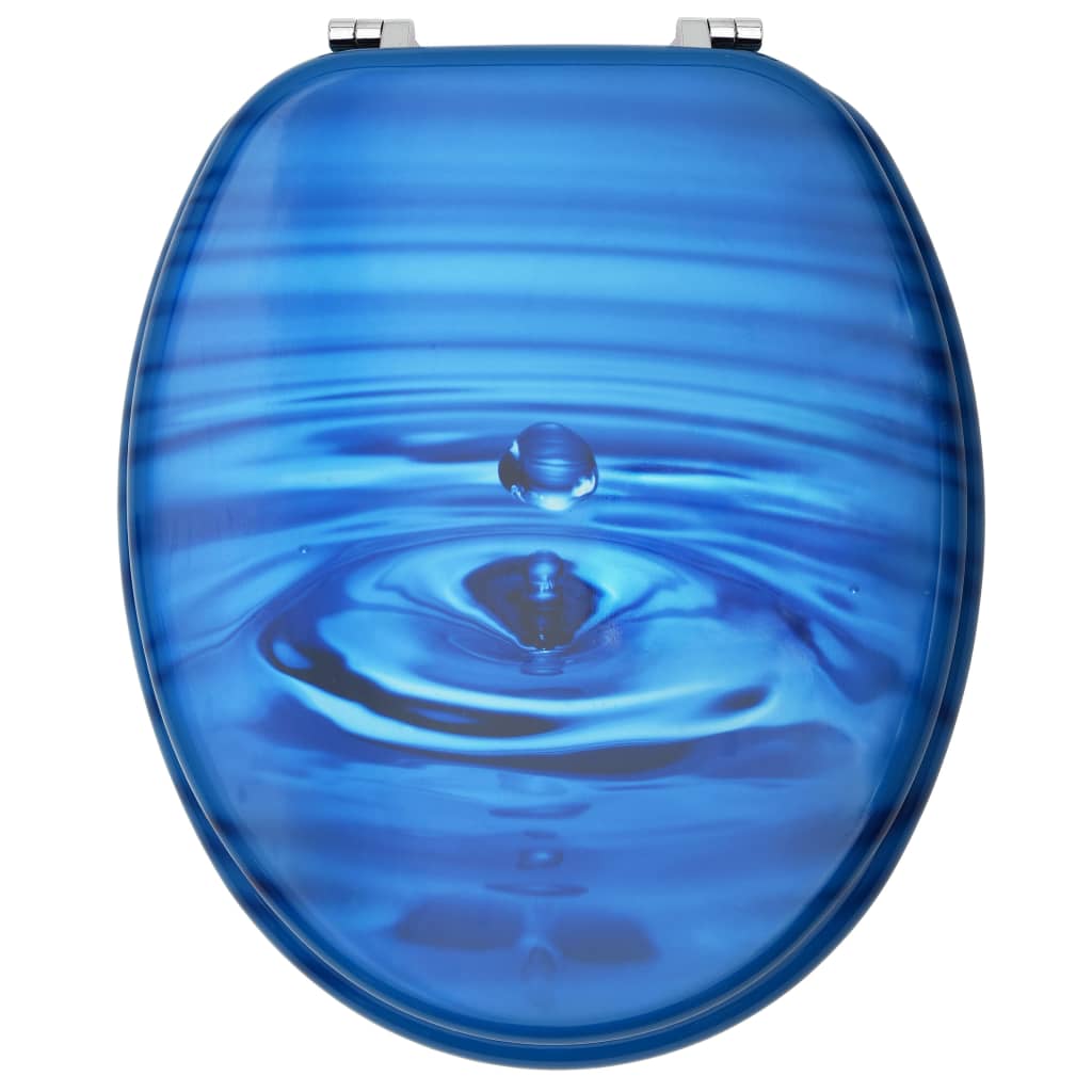 vidaXL Toiletbril met deksel waterdruppel MDF blauw