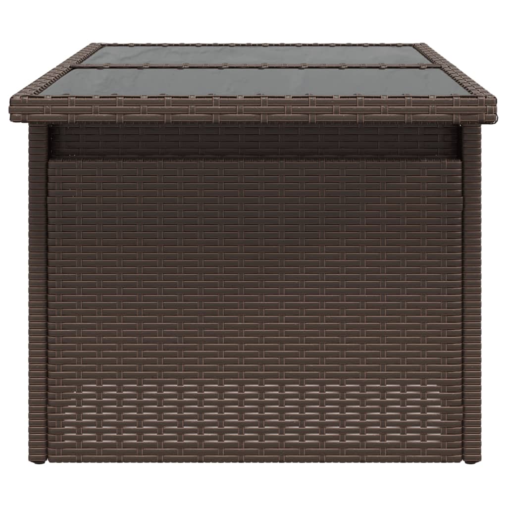 vidaXL Tuintafel met glazen blad 100x55x73 cm poly rattan bruin