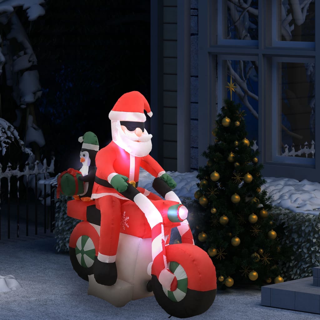 vidaXL Kerstman opblaasbaar op motorfiets LED IP44 160 cm