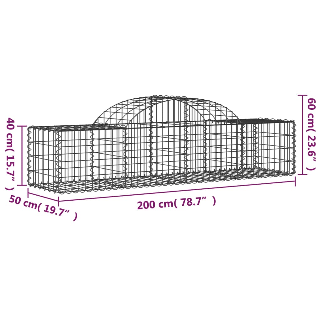 vidaXL Schanskorven 30 st gewelfd 200x50x40/60 cm ijzer