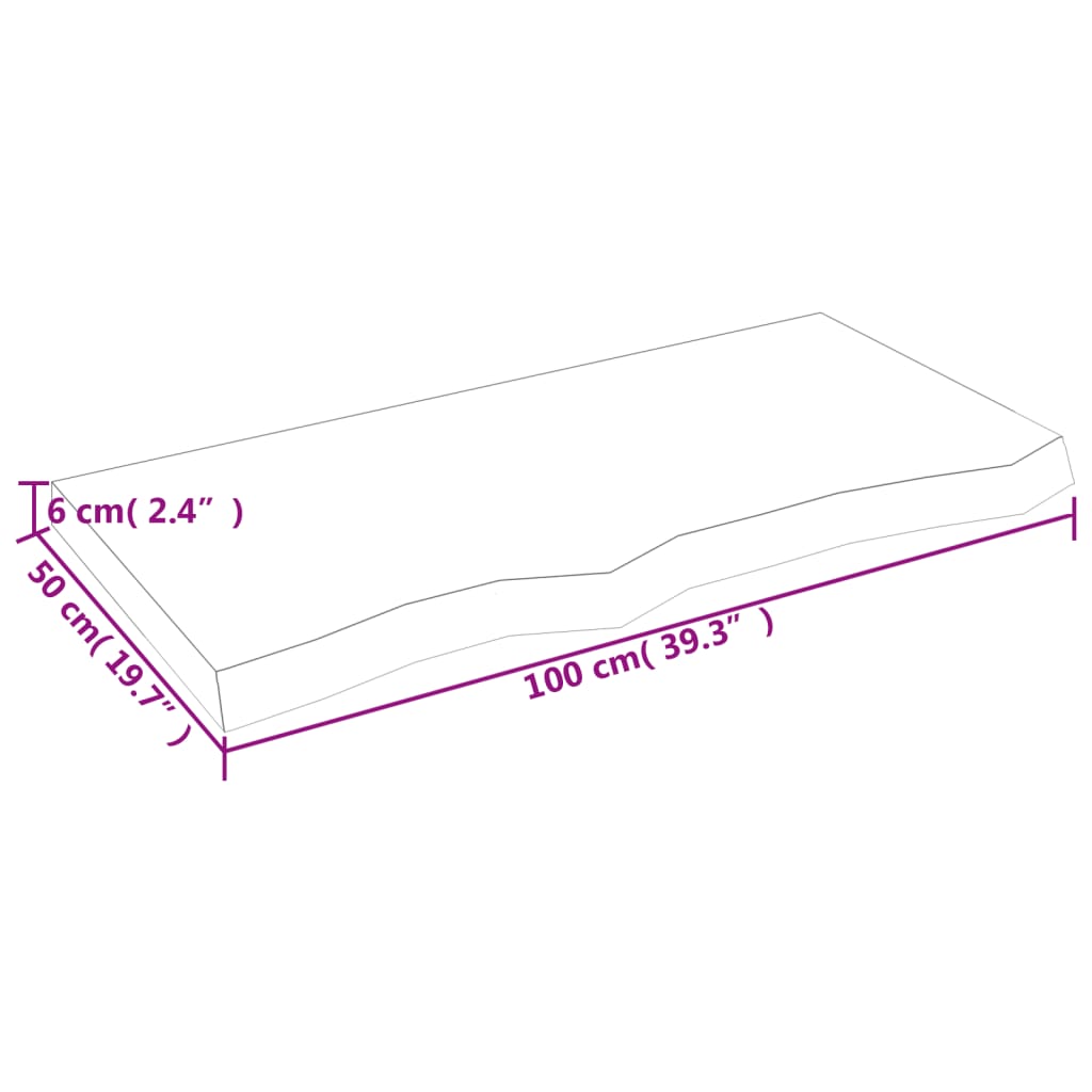 vidaXL Tafelblad 100x50x(2-6) cm onbehandeld massief eikenhout