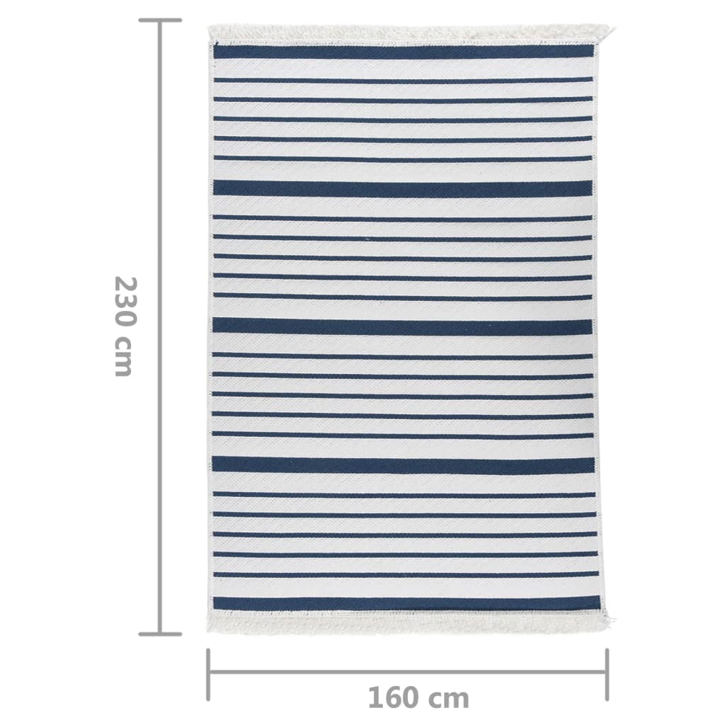 vidaXL Vloerkleed 160x230 cm katoen marineblauw