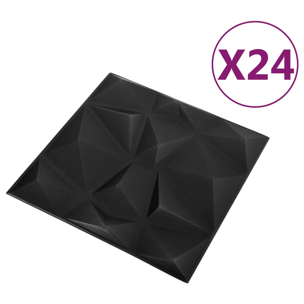 vidaXL 24 st Wandpanelen 3D 6 m² 50x50 cm diamantzwart