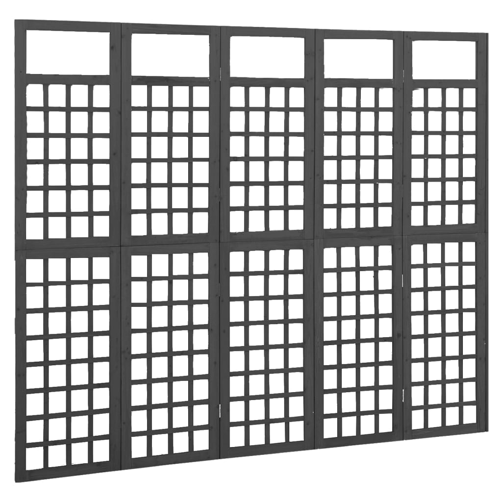 vidaXL Kamerscherm/trellis met 5 panelen 201,5x180 cm vurenhout zwart