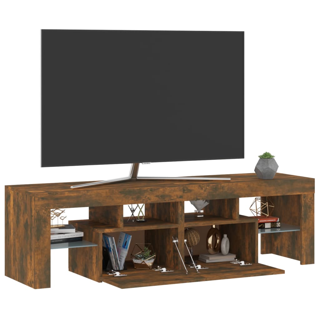vidaXL Tv-meubel LED-verlichting 140x36,5x40 cm gerookt eikenkleurig