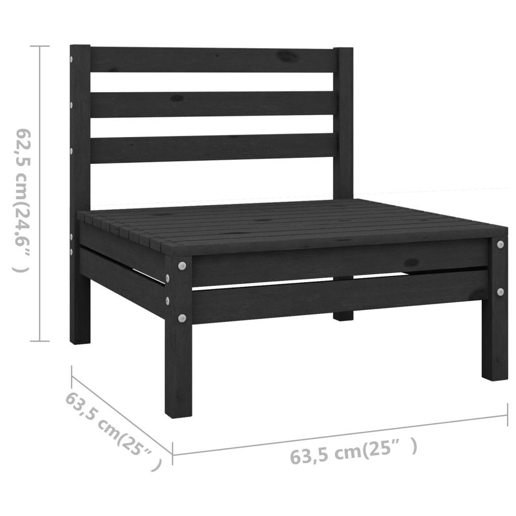 vidaXL 10-delige Loungeset massief grenenhout zwart