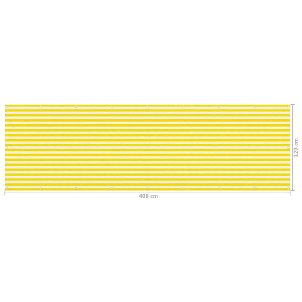 vidaXL Balkonscherm 120x400 cm HDPE geel en wit