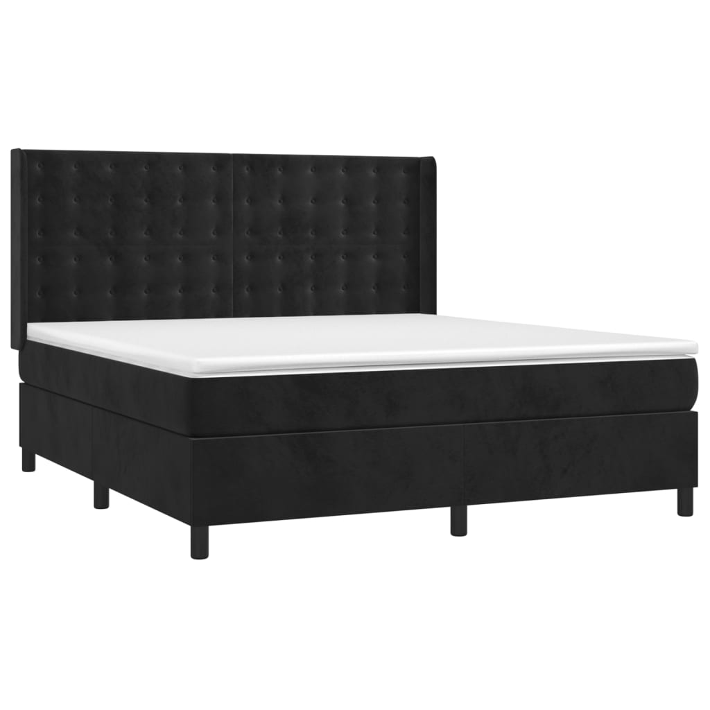 vidaXL Boxspring met matras en LED fluweel zwart 160x200 cm