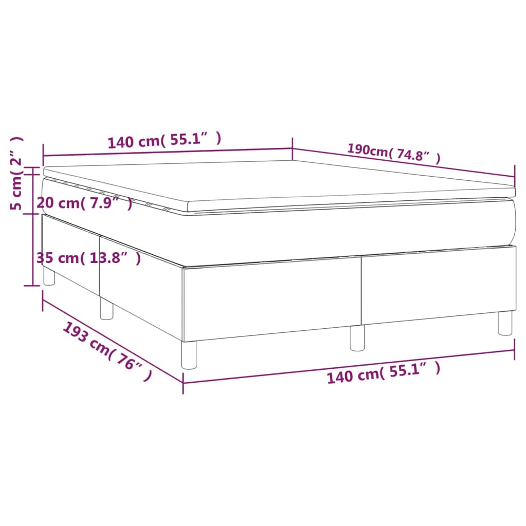 vidaXL Boxspring met matras kunstleer zwart 140x190 cm