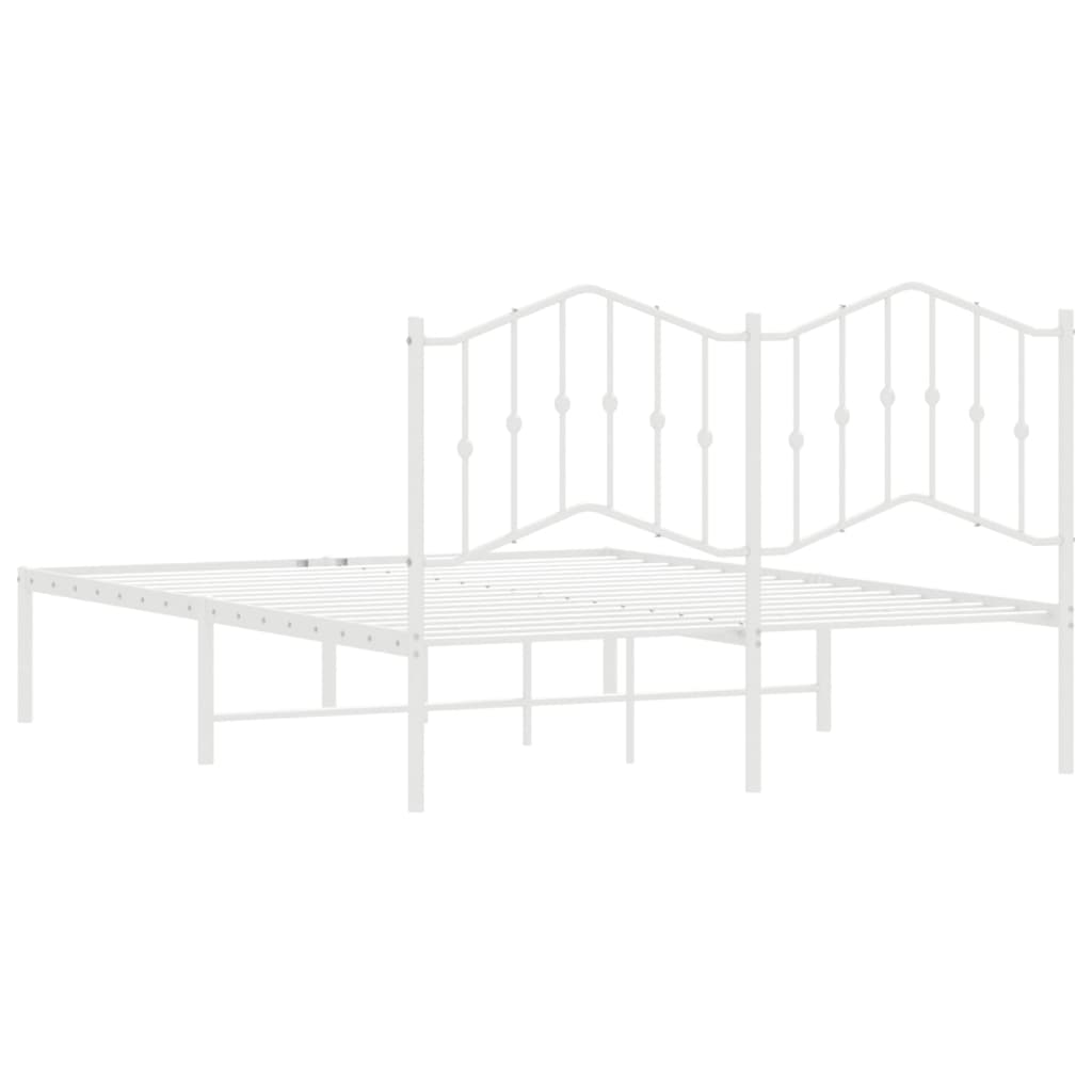 vidaXL Bedframe met hoofdbord metaal wit 135x190 cm