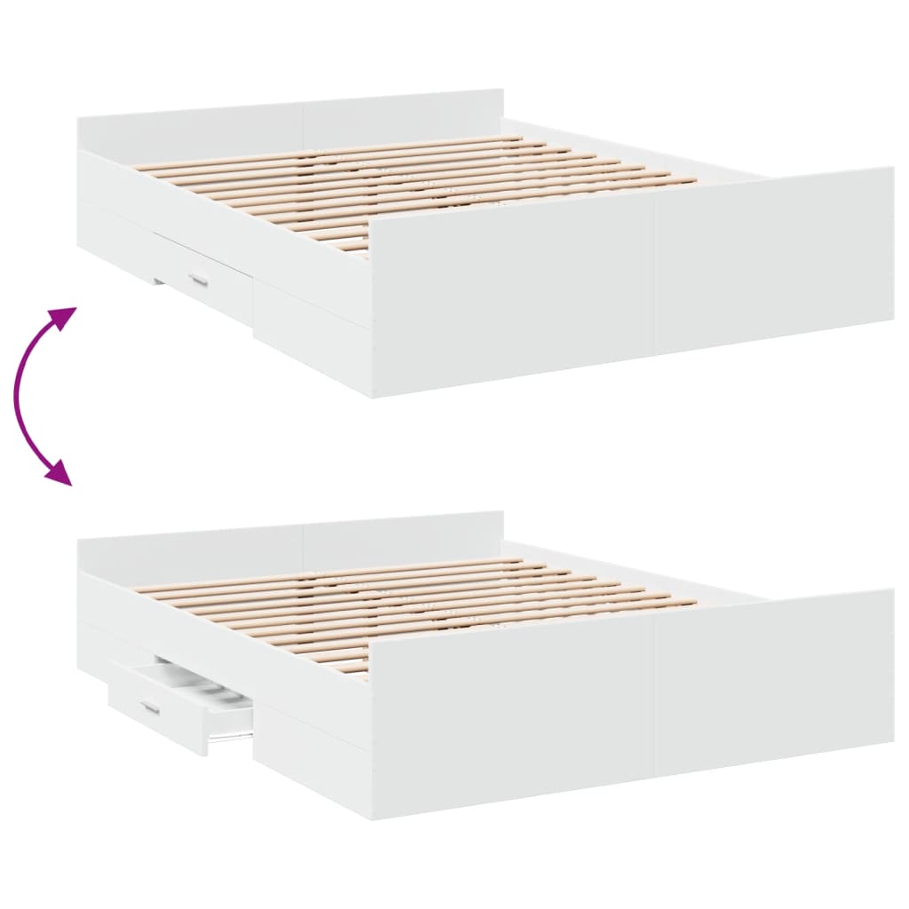 vidaXL Bedframe met lades bewerkt hout wit 160x200 cm